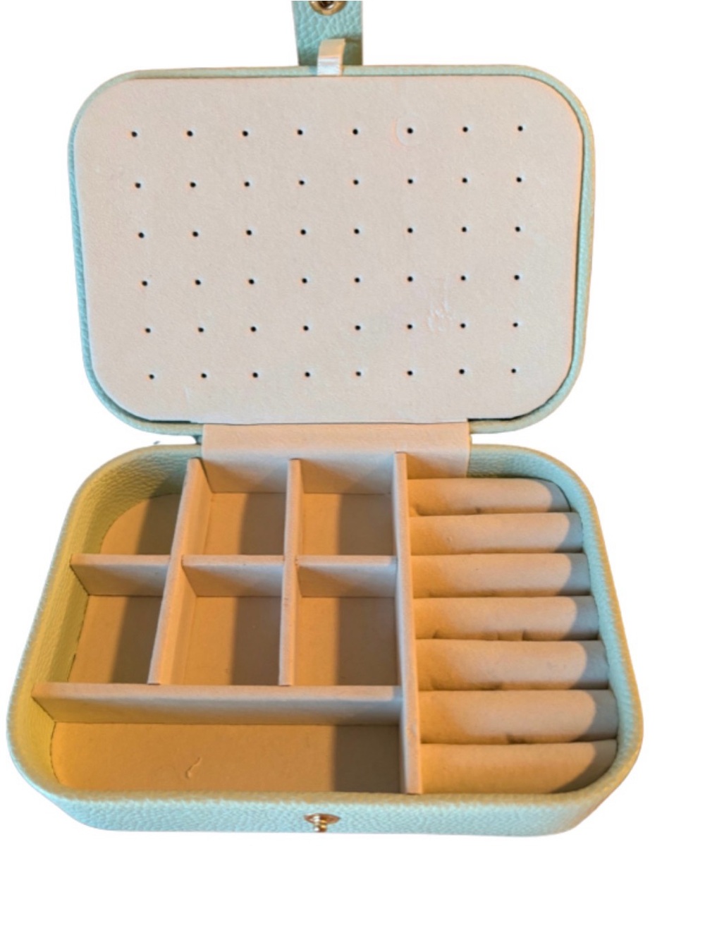JEWLERY BOX- Compact Mint Jewelry Organizer Box with Earring & Ring Storage